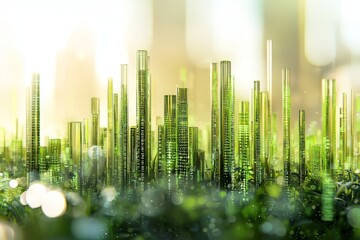 It symbolizes a sustainable and eco-friendly future for cities with green hues.