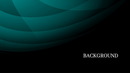 Black and teal green abstract background with geometric pattern and gradient shades, dynamic curve shapes