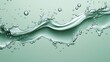 © primopiano - Abstract liquid splash with transparent bubbles on a soft green background, capturing the movement and fluidity of water in a serene and dynamic composition.