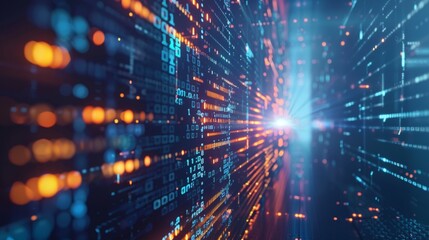Abstract data flow with bright coding lines