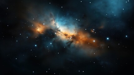 Wall Mural - a vivid deep space nebula with orange and blue clouds of gas and bright stars, creating a stunning c