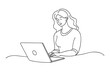 © mahira - Simple Line Drawing of Woman Working on Laptop