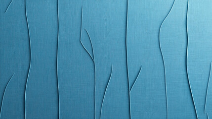 Wall Mural - Blue textured wall surface with abstract vertical wavy lines creating a modern artistic background design