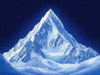 Wall Mural - An ice-covered mountain peak at night that seems to glow from moonlight.