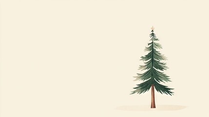 Wall Mural -   A drawing of a pine tree with a star on its top and the bottom half of the tree