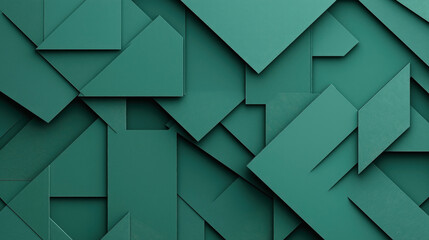 Wall Mural - abstract geometric background with overlapping green paper layers forming various shapes and angles 