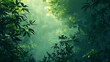 © Elnare - lush green foliage of a dense jungle canopy with dappled sunlight streaming through the leaves