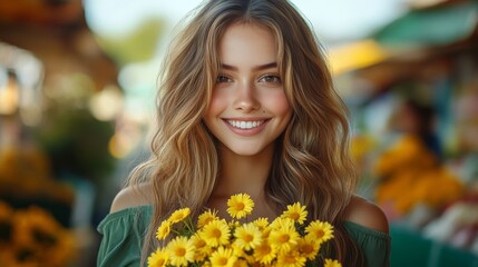 Girl with wavy hair smiling