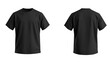© Tark - Plain black t - shirt mockup design. front and rear view. isolated on white background. generative AI