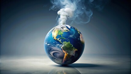 minimalist earth landscape with smoke