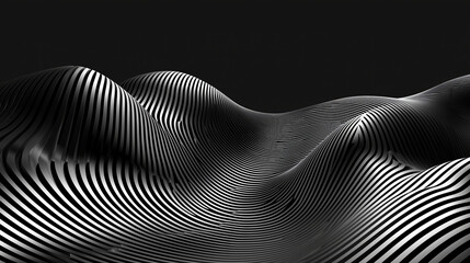 Wall Mural - Abstract black and white striped undulating surface.