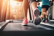 © 为轩 张 - High-resolution photograph of people running on treadmills in a gym setting, showcasing a dynamic fitness environment with full-body views and an energetic atmosphere.