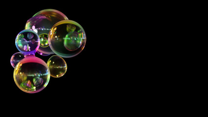 Wall Mural - abstract liquid circles on a background of multi color with spacing. 3d design of a rainbow-colored 