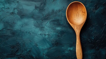 Wooden Spoon on Dark Textured Background