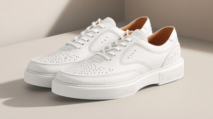 Elegant White Sneakers on Minimalist Surface