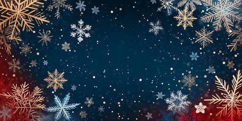 A vibrant abstract background featuring colorful snowflakes cascading in a joyful winter scene, with a generous copy area for messages