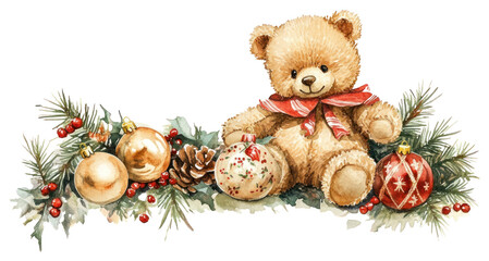 png teddy bear christmas border christmas illustration watercolor.