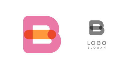Aufkleber - Soft rounded trendy logo, geometric colorful letter B with a modern tech feel, playful monogram design for corporate identity, creative branding, logotype template. Vector logotype