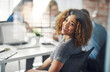 © peopleimages.com - Glass, portrait and happy woman in meeting for planning, brainstorming and agenda in office. Face, collaboration or proud designer with smile for creative agency or discussion in startup workshop