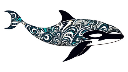 Wall Mural - PNG Orca doodle animal mammal whale.