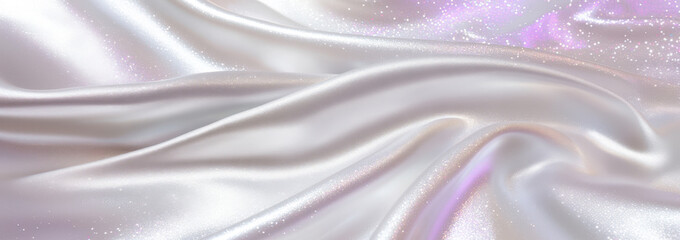 Glittering iridescent satin with soft waves and subtle pastel hues