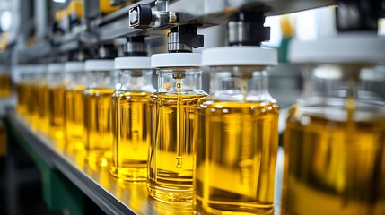 Leinwandbilder - Automated Bottling Line in Modern Oil Production Factory : Generative AI