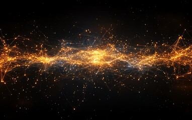 Aufkleber - Abstract design showcasing a network of glowing connections on a dark background, symbolizing the power of communication and digital interaction across the internet