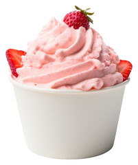 Canvas Print - PNG A 1 scoop strawberry ice cream in white paper cup dessert fruit food.