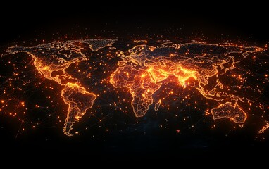 Fototapete - Visual representation of a global network connection with an intricate web of links and nodes, symbolizing seamless communication across the internet
