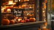© Watermill Studio - Charming Local Shop Window Display with Pumpkins, Autumn Decorations, and Shop Small Sign Image