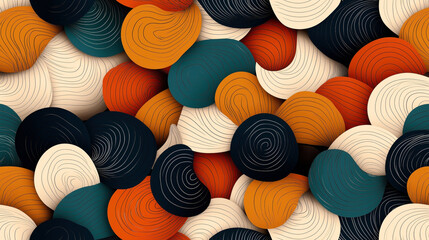 Wall Mural - colorful abstract background with overlapping swirled shapes and curved patterns in shades of teal, 