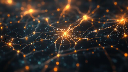 Abstract background with glowing lines and dots representing a neural network or connection.