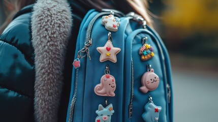 Whimsical backpack with cute charms for personalized style