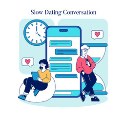 Wall Mural - Online Dating. Flat Vector Illustration