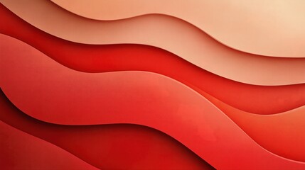 Wall Mural - abstract layered background with wavy shapes in shades of red and peach creating a seamless and smoo