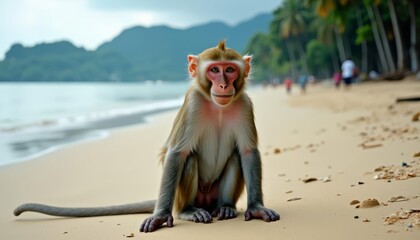 Wall Mural -  Monkeying around on the beach