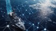 © lililia - A contemporary naval vessel moves through tranquil seas amidst digital connections highlighting technological advancements in maritime warfare