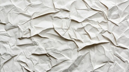 Wall Mural - Texture of crumpled white paper with irregular folds and creases creating a distinctive abstract pattern.