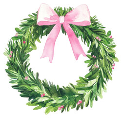 Wall Mural - PNG Christmas wreath watercolor christmas green.