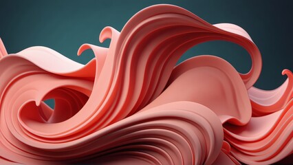 Dynamic abstract pink waves with smooth curves on dark background