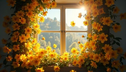 Canvas Print -  Bright and cheerful window view