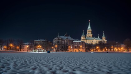 Poster -  Snowy night in a historic city