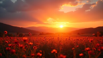 Wall Mural -  Blooming beauty at sunsets glow