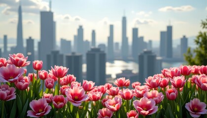 Poster -  Blooming cityscape  A vibrant urban garden