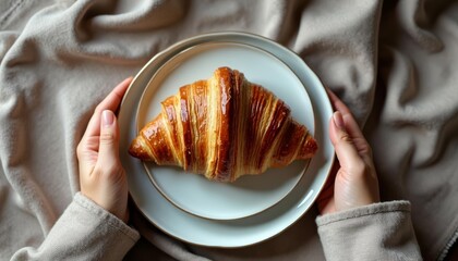 Wall Mural -  Deliciously flaky croissant ready to be savored