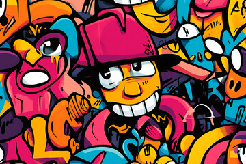 Graffiti Characters Seamless Pattern illustration