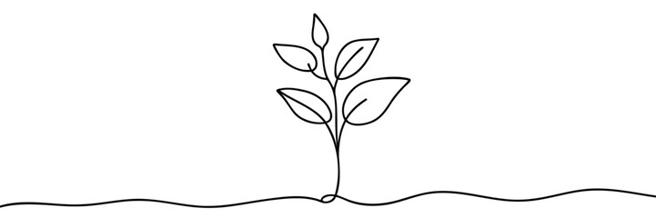 Plant sprout. Continuous one line drawing