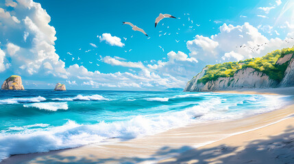 Wall Mural - beach with palm trees