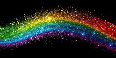 Wall Mural - Rainbow glitter spreading over black background, rainbow, glitter, sparkles, shiny, vibrant, colorful, celebration