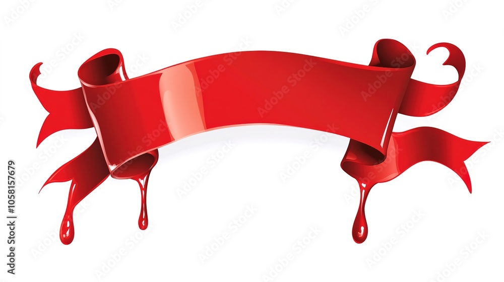 Shiny vector red ribbon banner with dramatic dripping parts resembling ...